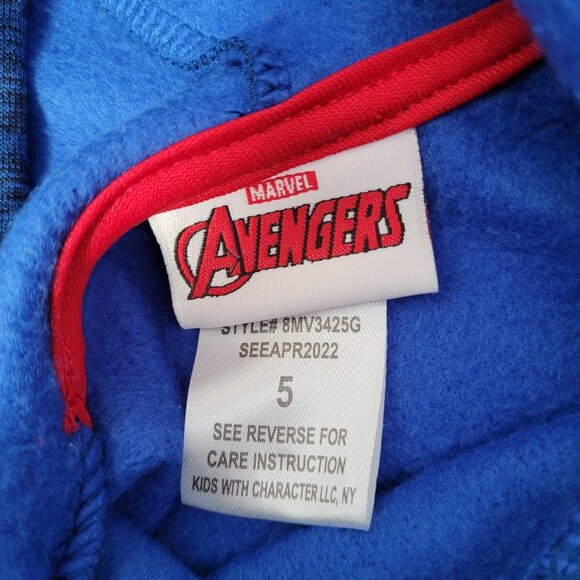 Marvel Avengers Captain America Classic Shield Kids Pullover Hoodie Blue Size 5 - Picture 4 of 8